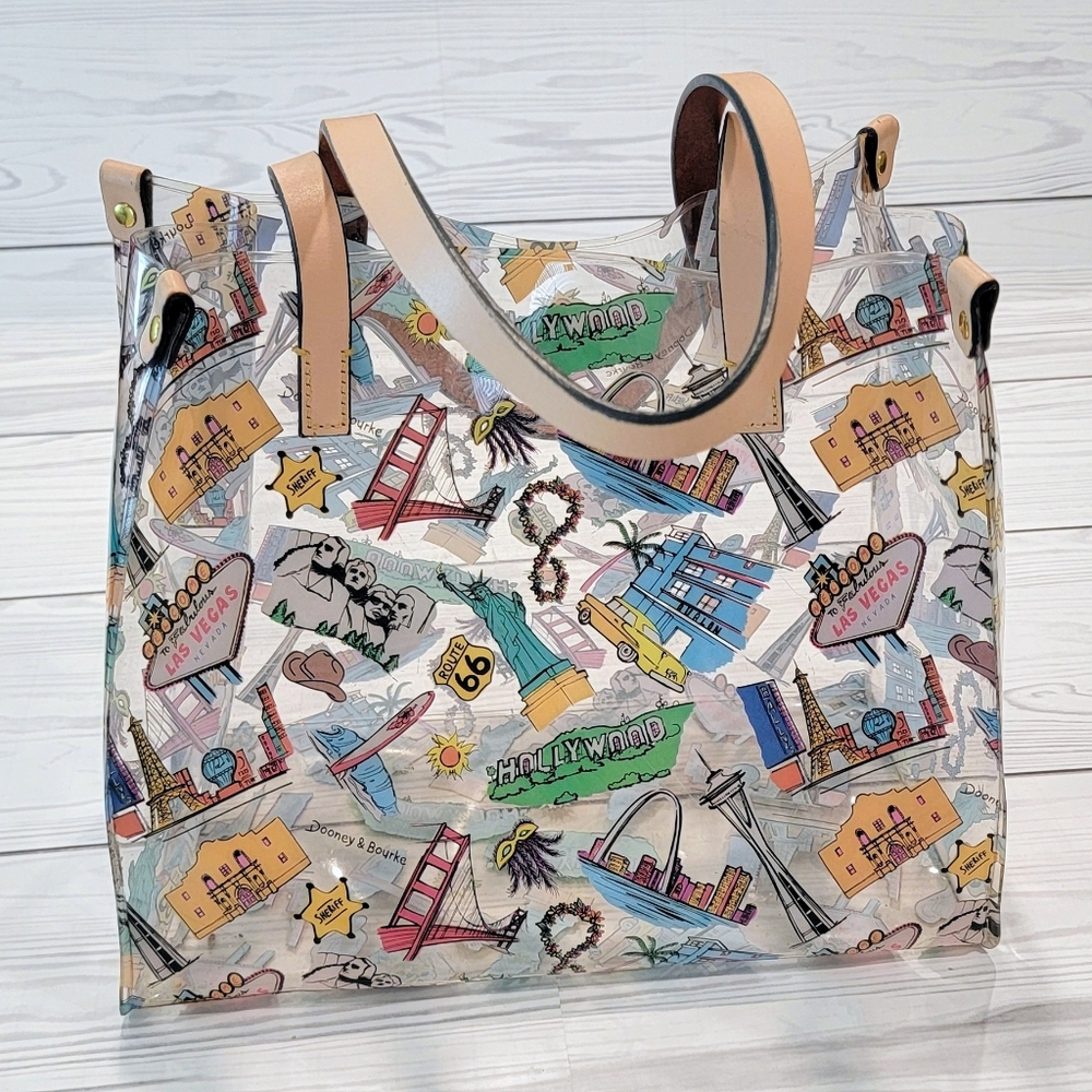 Dooney & Bourke 2 Piece Colorful Landmark Soft Acrylic Tote & Wristlet - Picture 7 of 16